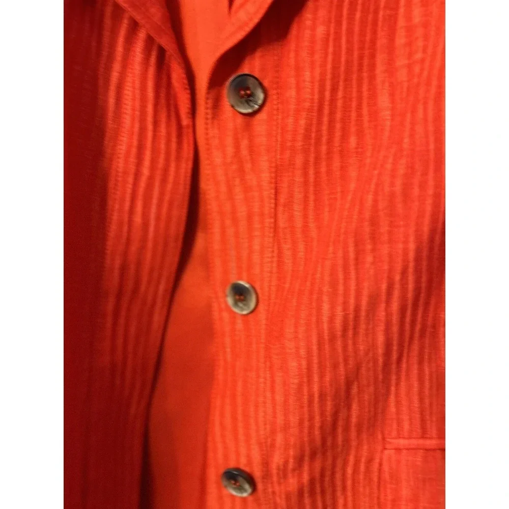 Jones New York Womens Size 12 Button Up Linen Blazer Bright Orange